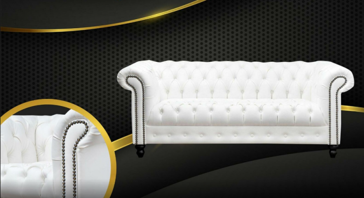 Dräisëtzer Chesterfield Canapé Couch Polster Luxus Miwwel Stoff Couchen