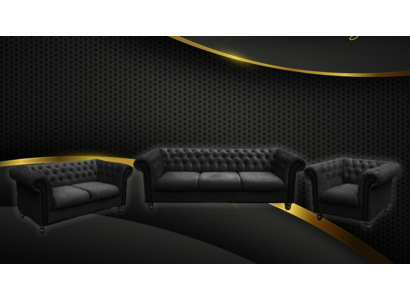 Chesterfield Design Sofa Garnitur Wunnzëmmer Miwwelen Couch 321 Sëtzer Couchen Sofen