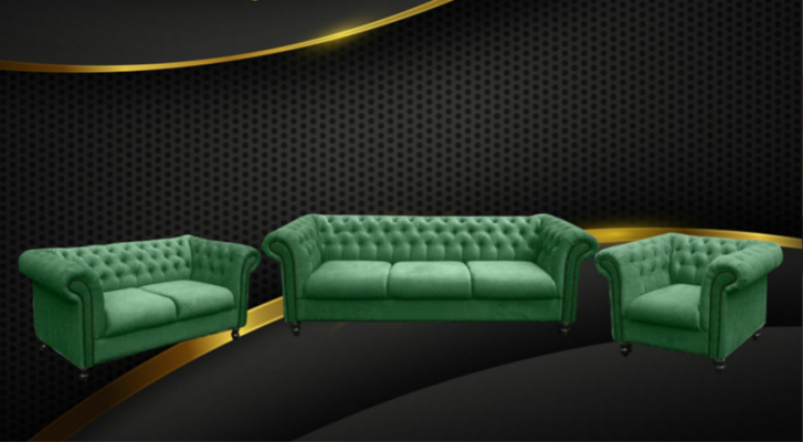 Chesterfield Design Sofa Garnitur Wunnzëmmer Miwwelen Couch 321 Sëtzer Couchen Sofen