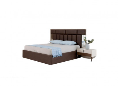 Bett Schlofzëmmerbett mat Bettkëschte Bettrahmen Holz Braun Schlofzëmmerplaz