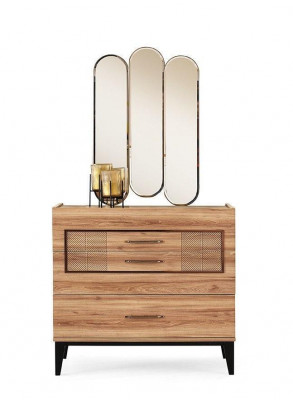 Komplett Schlofzëimmermiwwelen Duebelbett Nuetsdëscher Brong Set 6tlg Bett