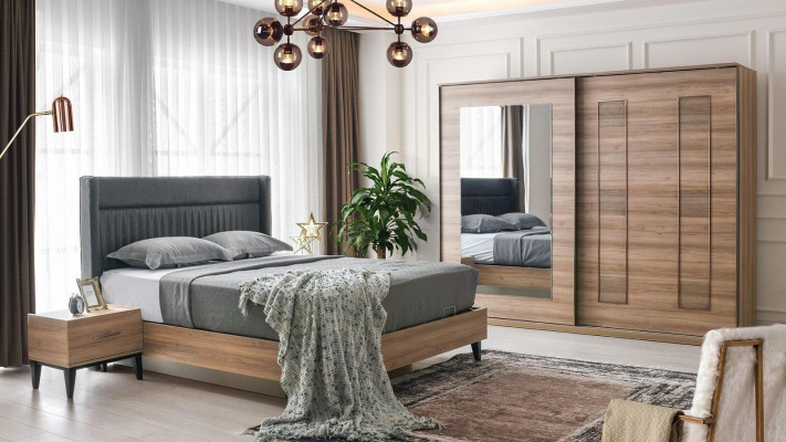 Komplett Schlofkummer Duebelbett Nuetsdëscher Brong Bett 4tlg Schaf