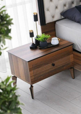 Nuechtkonsol Komplett Nuechtisch Beistelltisch Holz Braun Set 2 Stéck