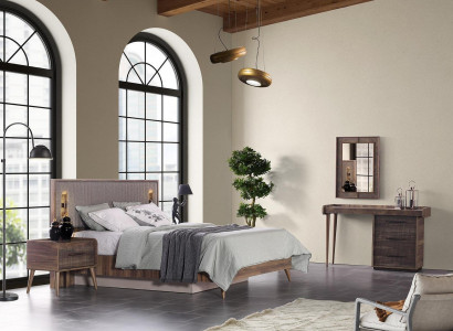 Garnitur Duebelbett Bett Nuetsdëscher Braun Schlofzëmmer 5tlg Konsole