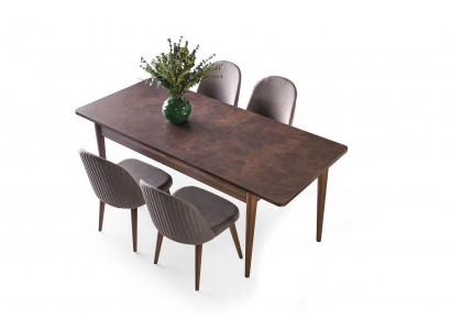 Ensemble Iesszëmmer Iesseckchett Iessdësch Still Holz 5-Deeler Brong Iessgrupp