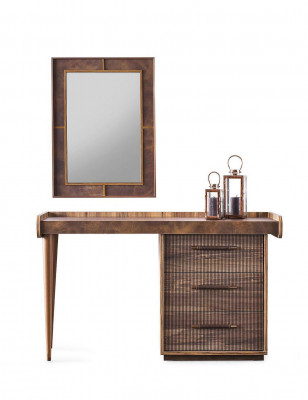 Schminktisch Konsole Spigel Friséiertisch Schminkkonsole Holz Braun