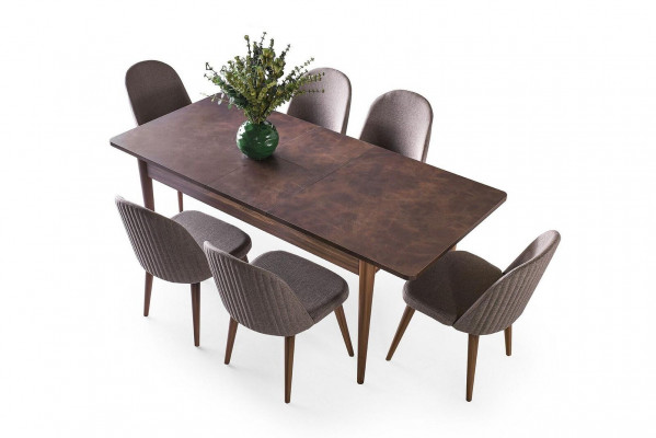 Iessgrupp Iesszëmmer Iesseck Iessdësch Still Holz 10tlg RTV Dësch Brong.