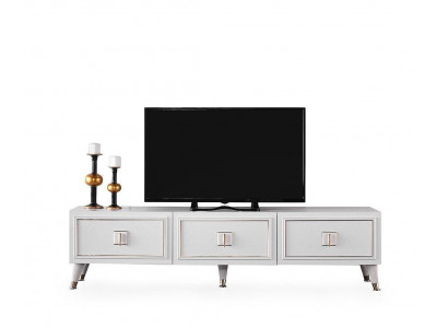 Wunnzëmmer Sideboard TV Stänner RTV Lowboard Dësch Holz Wäiss