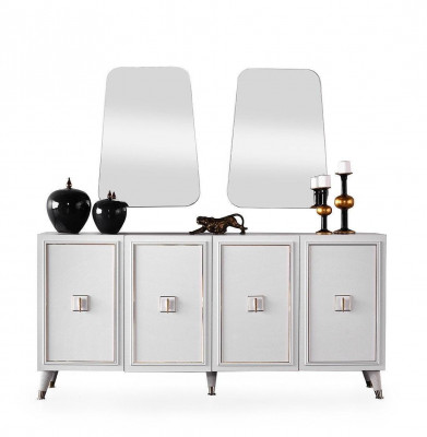 Anrichte Sideboard Schaf Spiegel Wäiss Holz Kommode Holzschaf Set