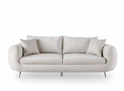 Stoffcouch dräisëtzer Sofa Modern Polstersofa Sofa 3 Sëtzer Wäiss