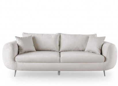 Stoffcouch dräisëtzer Sofa Modern Polstersofa Sofa 3 Sëtzer Wäiss