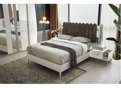 Duebelbett Bett mat Bettkëschte Bettgestell Wäiss Schlofkummer 180 cm
