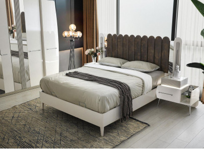 Duebelbett Bett mat Bettkëschte Bettgestell Wäiss Schlofkummer 180 cm