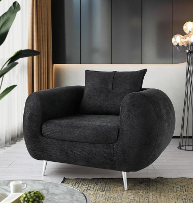 Komplett Canapé-Set Dräisëtzer Fauteuil Stoft Polstersofa 3-deelech Wäiss