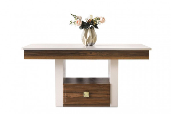 Iesszëmmerdësch Iesseck Iessdësch Dësch Beige Holz Holzdësch Auszéiher