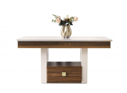 Iesszëmmerdësch Iesseck Iessdësch Dësch Beige Holz Holzdësch Auszéiher