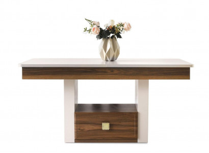 Iesszëmmerdësch Iesseck Iessdësch Dësch Beige Holz Holzdësch Auszéiher