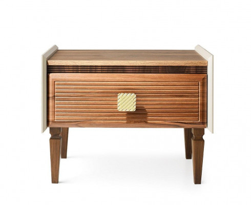 Komplett Nuetsdëscher Nuetskonsole Säitendëscher Holz Braun Set 2 Stéck