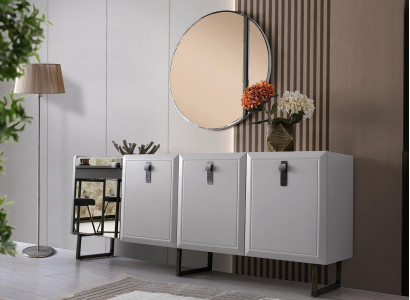 Anrichte Sideboard Schaf Spigel Holz Kommode Modern Wäiss Grupp
