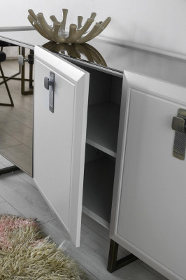Anrichte Sideboard Schaf Spigel Holz Kommode Modern Wäiss Grupp