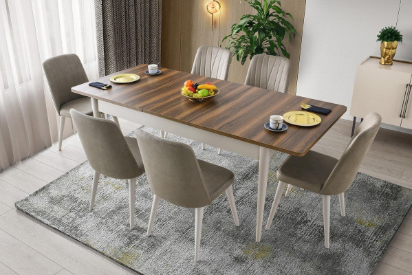 Iessdësch Dësch Holzdësch Iesseck Beige Iesszëmmer Holz Auszuchbar