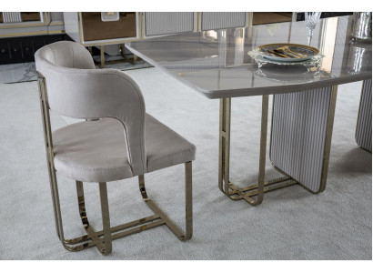 Stull Béisch Elegantes Modern Iesszëmmer Schéin Stoff Design Luxus Metall Still