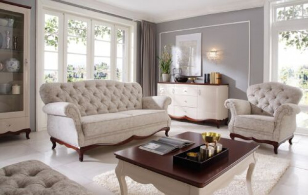 Chesterfield Einsitzer Sofa Fotell Couch Gepolstert Sëtzmiwwel Textil Stoff