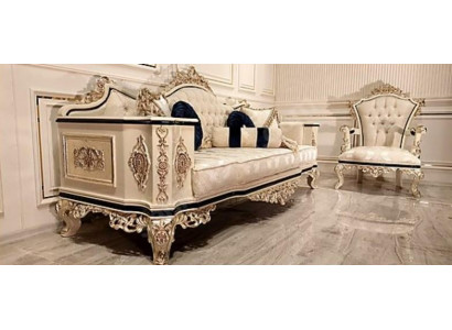 Chesterfield Sofa Garnitur Set 3+1 Luxus 2 Deeler Stoff Sofa Wunnzëmmer