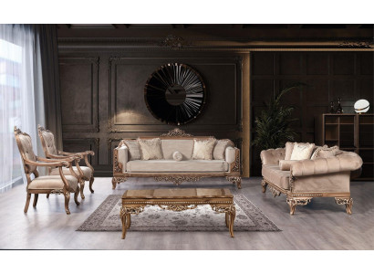 Barock Wunnzëmmer Miwwel Set Couch Sofa Polstersëtzung Dësch 5 Stéck.