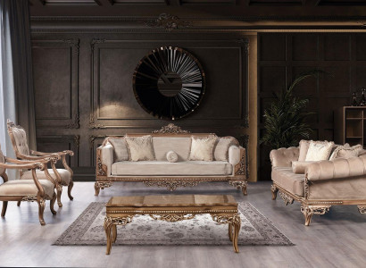 Barock Wunnzëmmer Miwwel Set Couch Sofa Polstersëtzung Dësch 5 Stéck.