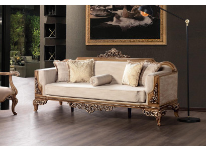 Modern Dräisëtzer Couch Polster Miwwelen Sofa Barock Rokoko Sofasen Couchen Samt.