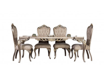 Brong Chesterfield Luxus Still Designer Iessdësch Exklusiv Iesszëmmer Miwwelen