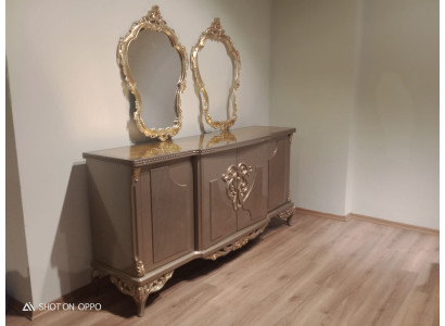 Kommode mat Spigel Taupe Brong Holz Schaf Sideboard Kommoden 2 Deeler