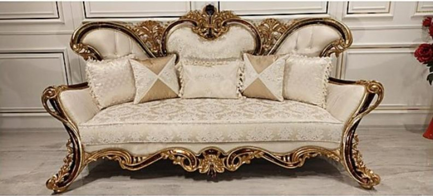 Polsterset Chesterfield 3+1 Sëtz + Couchtisch Holz Barock Rokoko