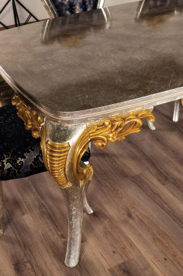 Exquisite Golden Iesszëmmer Set Iessdësch mat x4 Chesterfield Still Luxus Miwwelen