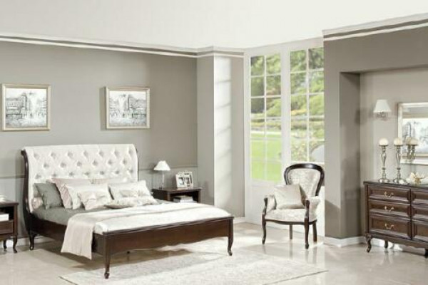 Komplett Schlofzëmmer, Bett, Ehebett, Nuetsdëscher, Kommode, Sessel, Chippendale, Royal