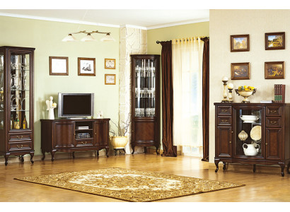 4-Deel Wohnzimmer Miwwel Set Italieneschen Stil Kommode Vitrine RTV Chippendale