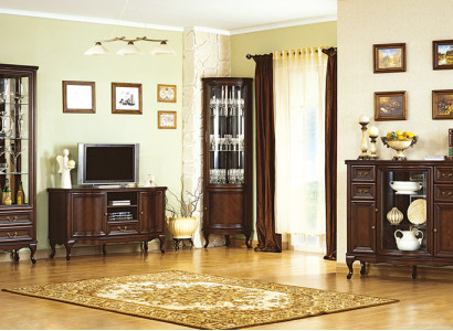 4-Deel Wohnzimmer Miwwel Set Italieneschen Stil Kommode Vitrine RTV Chippendale