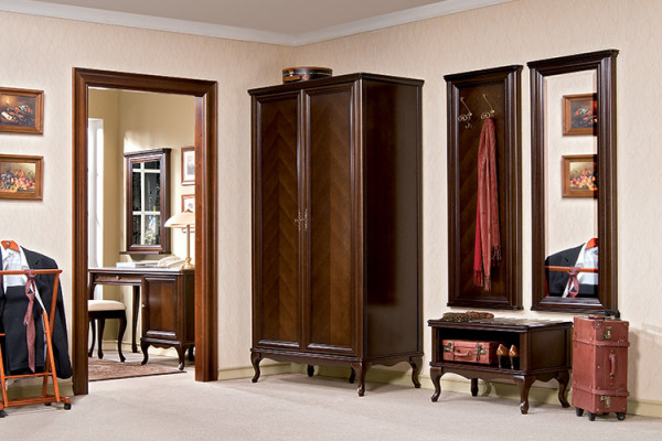 Dielen-Garderobe Set Eechte Holz Flur Wandgarderob Italienesch Miwwelen Garderoben