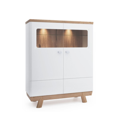 Wohnzëmmer -Garnitur Set Wunnwand Sideboard Vitrin Regal Design Hotel Miwwelen Neit