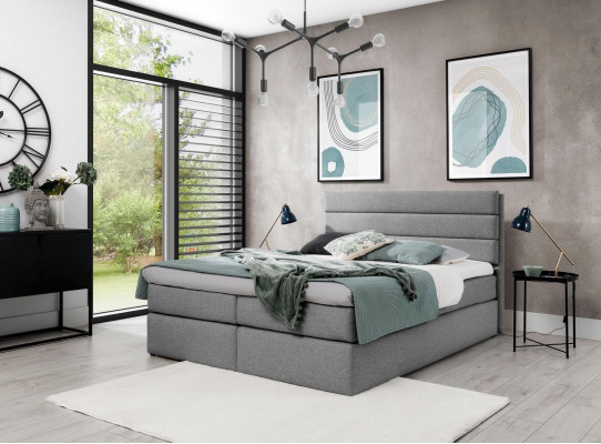 Wäiss Bett Boxspringbett 180x200 Schlofzëmmer Design Duebel Hotel Modern Miwwelen
