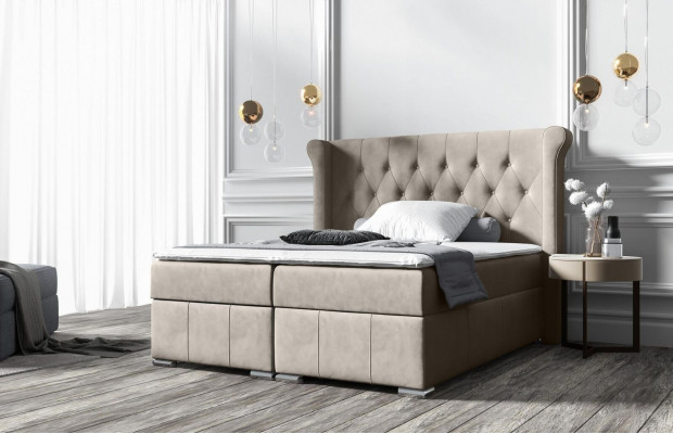 Chesterfield Bett + Bettkasten Boxspring Better Schlofzëmmer Hotel All Gréissten!