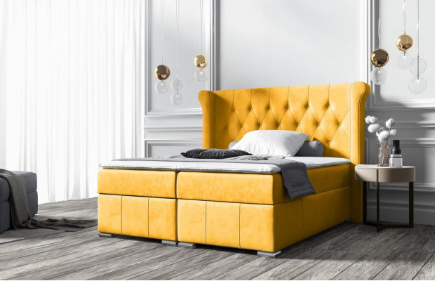 Chesterfield Bett + Bettkasten Boxspring Better Schlofzëmmer Hotel All Gréissten!