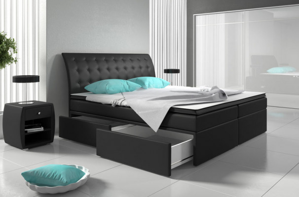 Boxspringbett Better Bett Polster Kënschtlederen Designer Hotel Duebele Luxus Design