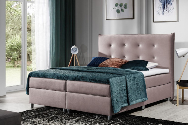 Bett Boxspringbett Duebelbett Eebett Polyester Stoff Bettstell 180x200 Miwwelen