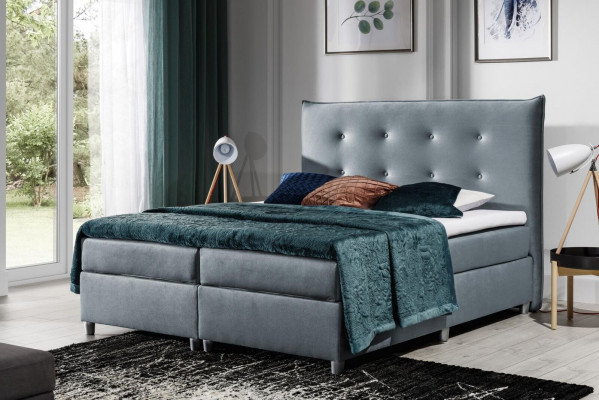 Bett Boxspringbett Duebelbett Eebett Polyester Stoff Bettstell 180x200 Miwwelen