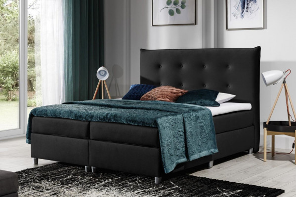 Bett Boxspringbett Duebelbett Eebett Polyester Stoff Bettstell 180x200 Miwwelen