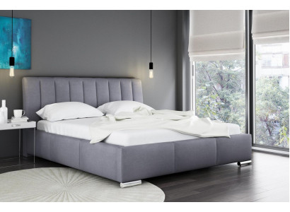 Bett Duebelbett Miwwelen Bettrahmen Stoff 160x200 Textil Polstersbett Gri Betten