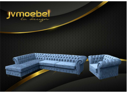 Eckcouch Sofa Couch Polster Chesterfield Design Luxus Miwwel Garnitur