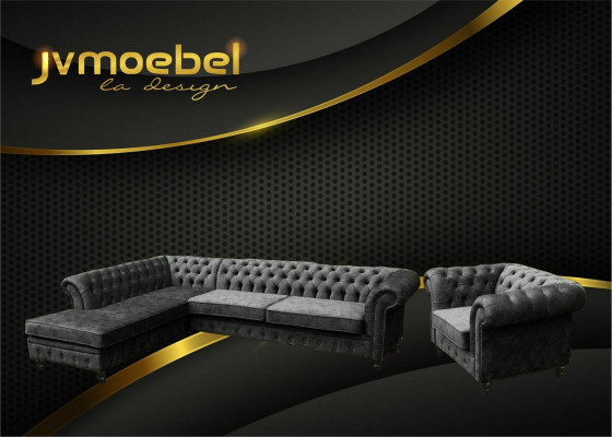 Eckcouch Sofa Couch Polster Chesterfield Design Luxus Miwwel Garnitur